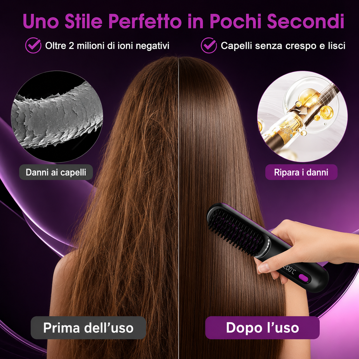 AuraSilk – Spazzola Lisciante Professionale