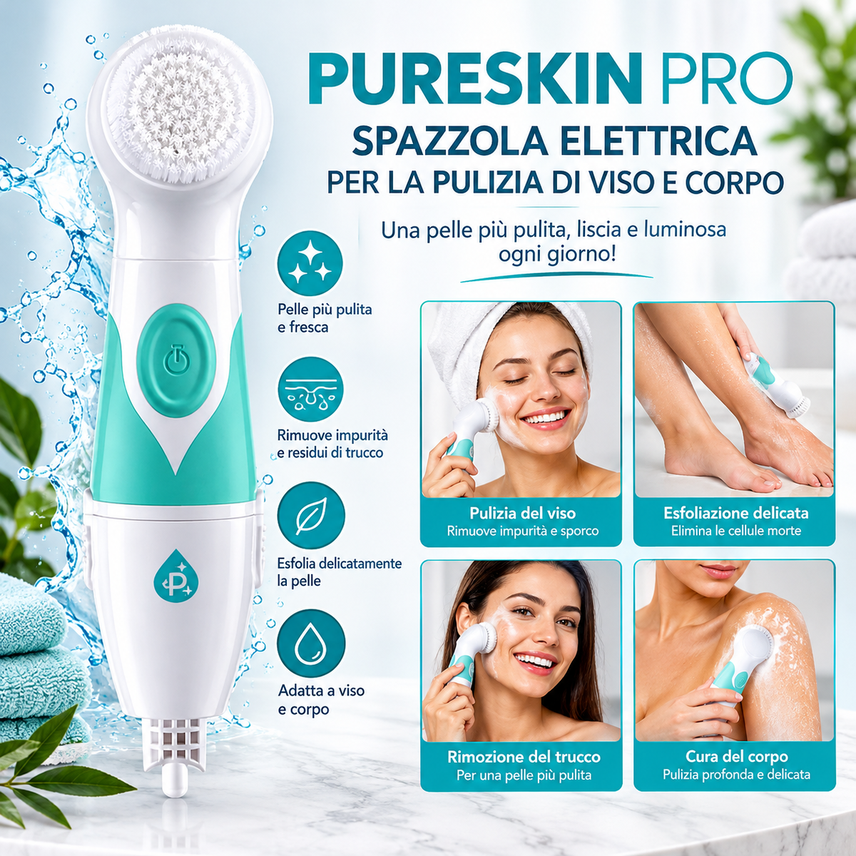 PureSkin Pro – Spazzola Elettrica per la Pulizia di Viso e Corpo