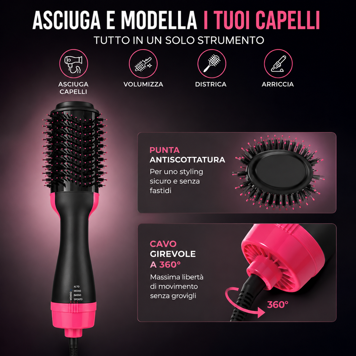 VolumiStyle-Spazzola Asciugacapelli Volumizzante